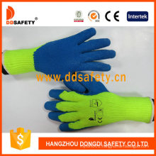Fluorescence Acrylic Liner Blue Latex Crinkle Finished Cut Glove
